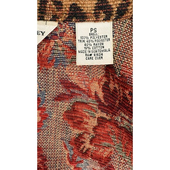 Vintage 90s Laura Ashley Floral Leopard Tapestry Jacket Size Petite SMALL - Picture 8 of 9
